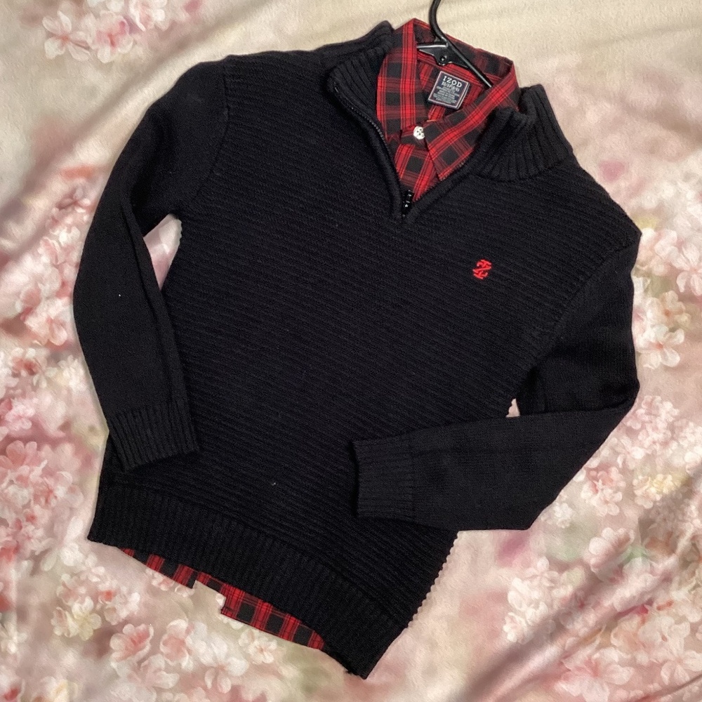 1749. Izod Boys 2PC Buffalo Plaid Long Sleeve Button Up EUC Size XS 4/5 - Picture 2 of 5